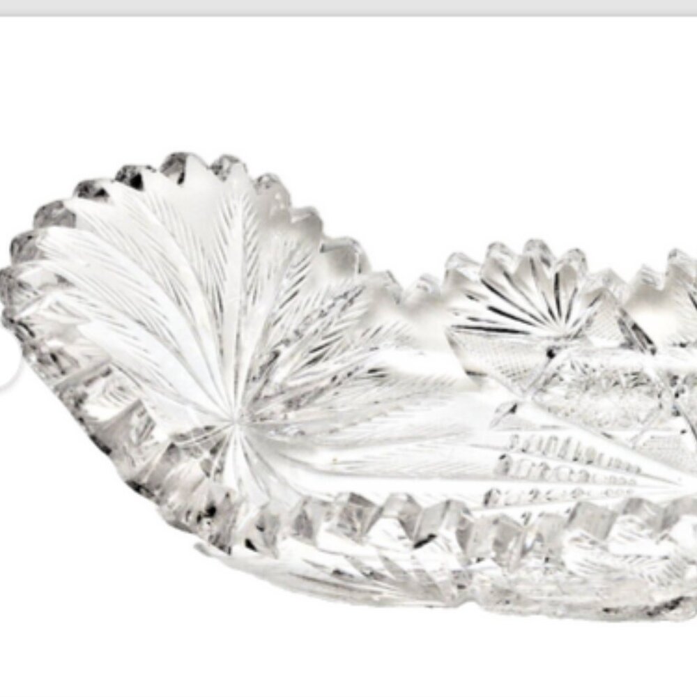 Antique RARE American Brilliant Cut Crystal Glass Celery 12” x 4.25” Dish. - Picture 11 of 16